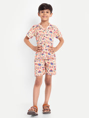 Hut Printed Co-ord set For Kids  ( Unisex )