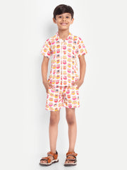 Animal Multi Colour  Printed Co-ord set For Kids  ( Unisex )