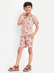 Hut Printed Co-ord set For Kids  ( Unisex )