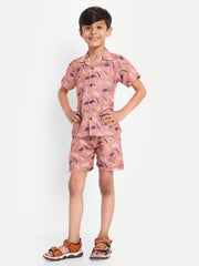 Brown Printed Co-ord set For Kids  ( Unisex )