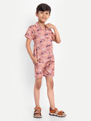 Brown Printed Co-ord set For Kids  ( Unisex )