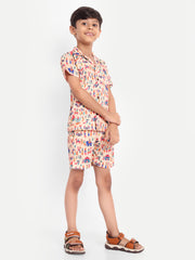 Hut Printed Co-ord set For Kids  ( Unisex )