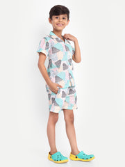 Multi Colour Printed Co-ord set For Kids  ( Unisex )