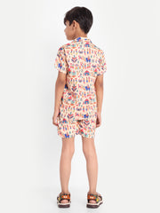 Hut Printed Co-ord set For Kids  ( Unisex )