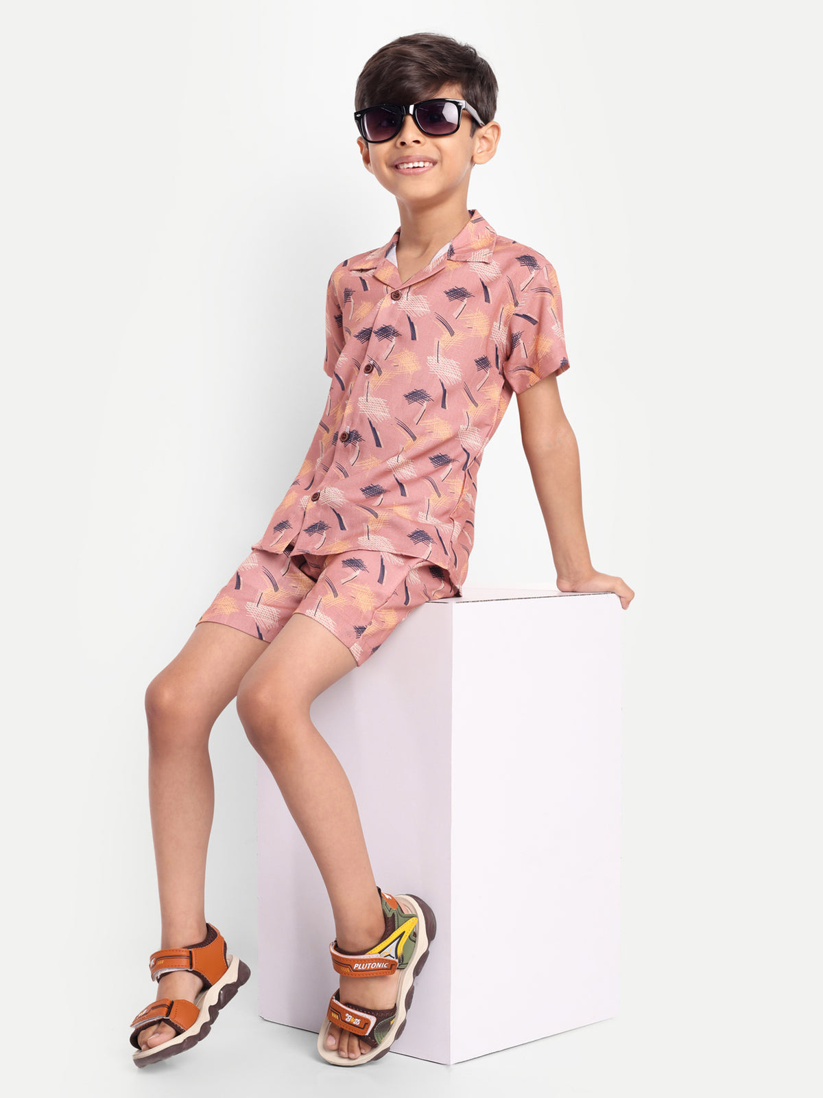 Brown Printed Co-ord set For Kids  ( Unisex )