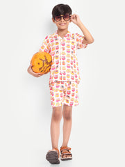 Animal Multi Colour  Printed Co-ord set For Kids  ( Unisex )