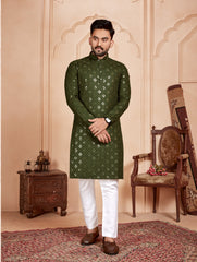 Indian Traditional Beautiful Man’s kurta and payjama Set With  Mirror Work