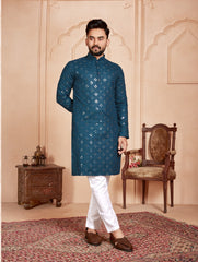 Indian Traditional Beautiful Man’s kurta and payjama Set With  Mirror Work