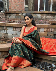 Spouse Green Woven Banarasi Silk Saree