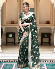 Soft Cotton Saree with Golden Butti Jaquard Border