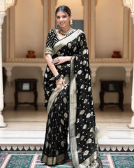 Soft Cotton Saree with Golden Butti Jaquard Border