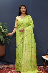 Pure Soft Silk Handloom Saree with Pure Jari Contrast Border