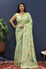 Pure Soft Silk Handloom Saree with Pure Jari Contrast Border