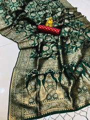 Pure Silk Handloom Saree with  Designer Jari Work