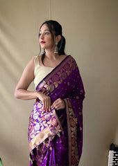 Kanjivaram Banarasi Silk Saree with Jaquard Border