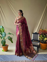 Kanjivaram Banarasi Silk Saree with Jaquard Border