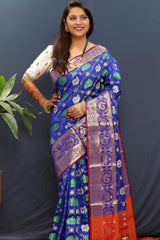 Patola Saree with Brocade blouse and Jari Wewing contrast Pallu