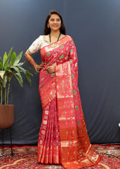 Patola Saree with Brocade blouse and Jari Wewing contrast Pallu