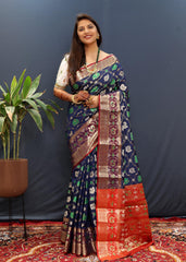 Patola Saree with Brocade blouse and Jari Wewing contrast Pallu