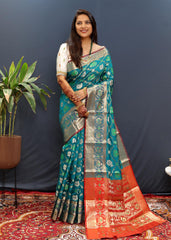 Patola Saree with Brocade blouse and Jari Wewing contrast Pallu