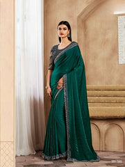 Peacock Green Soft Silk Saree with Beautiful Work