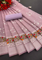 COTTON EMBROIDERY PENAL WORK SAREE