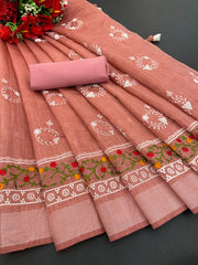 COTTON EMBROIDERY PENAL WORK SAREE