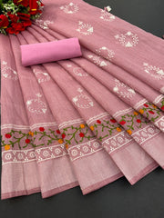 COTTON EMBROIDERY PENAL WORK SAREE