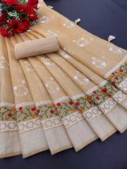 COTTON EMBROIDERY PENAL WORK SAREE