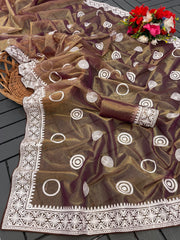 EMBROIDERY RICH WORK SAREE WITH SIMAR NET