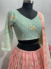 HEAVY EMBROIDERED SEQUENCE WORK LEHENGAS CHOLI WITH DUPATTA