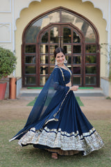 Rama Coloured Georgette with Sequence Work  Lehenga Choli with Dupatta