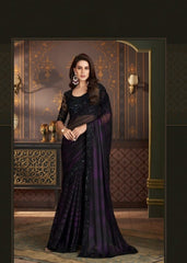 Purple Soft Satin Silk Saree with Beautiful Design