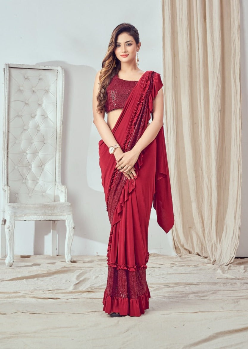 Ready to Wear Saree with Squin Work in Border