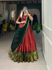 Cotton Lehenga Choli Paired with Flowing Georgette Dupatta Set