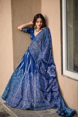 Silk Bandhani Print With Gota Patti and Tassels Work Lehenga Set