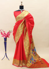 Paithani Pure silk handloom saree with Pure Jari