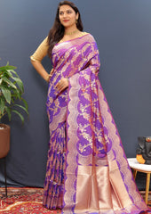 Soft Silk Handloom Saree with Pure Jari Contrast Border