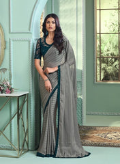 Gray Georgette Silk Saree with Embroidery Border