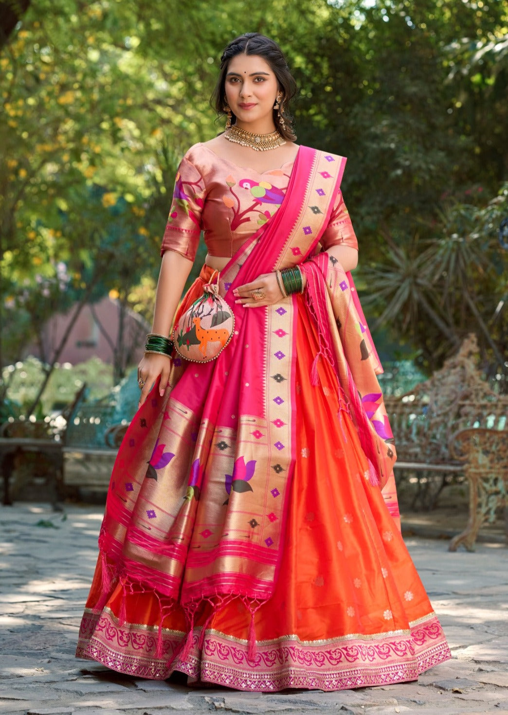 Jacquard Silk Paithani Lehenga Choli Set