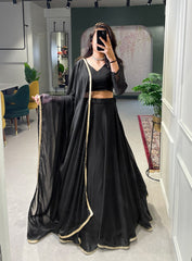 Rangoli Silk Plain with lace border Lehenga Set