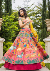 Kalamkari Lehenga Choli  With Beautiful Print