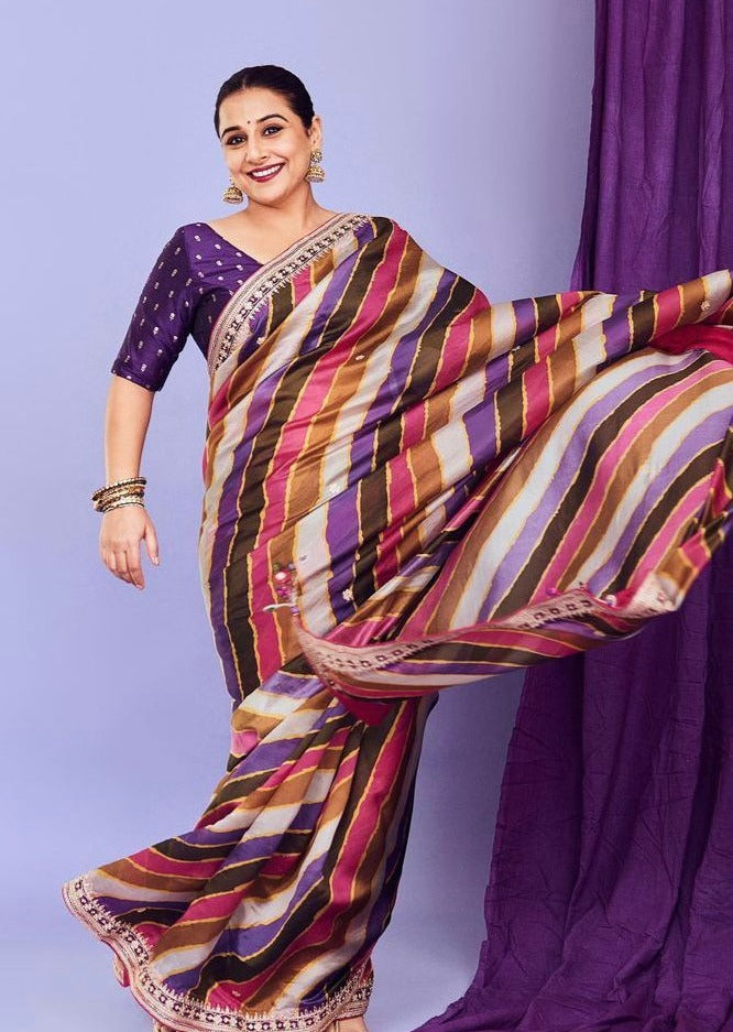 Vichitra Silk With Beautiful Digital Printed Saree