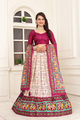 Stunning Printed silk Lehenga Choli, Dupatta set