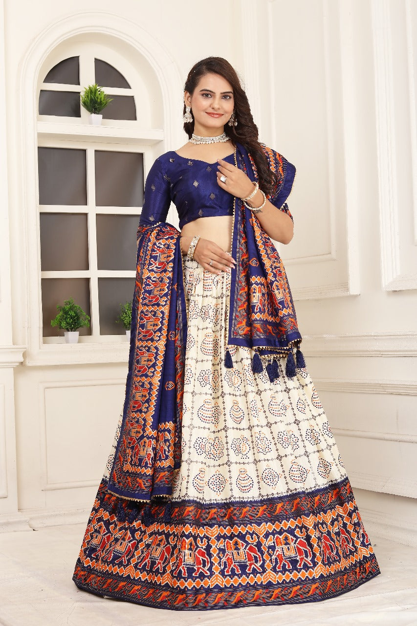 Stunning Printed silk Lehenga Choli, Dupatta set