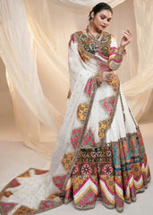 White Heavy Flair Lehenga Choli, Dupatta Set