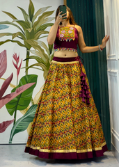 Cotton Printed with Gota patti Lehenga Choli Set