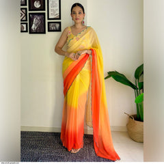 Soft Georgette Silk multi colour Saree And Beautiful curve Border