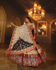 Multi Colour  Butter Silk Heavy Flair Lehenga Choli Set