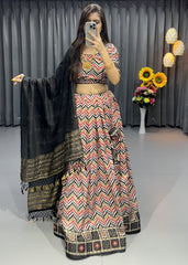 Cotton Zig Zag print Lehenga Choli, Dupatta Set